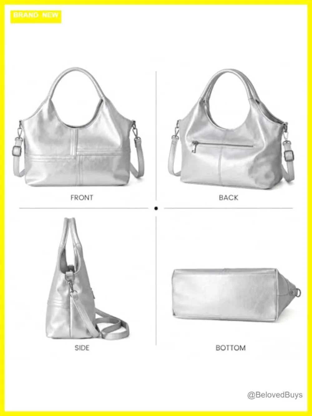 Vegan Leather Medium Tote Hobo Bag with Detachable Satchel Strap